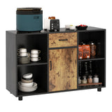 3-in-1 Dining Set: Windsor Chairs  Industrial Sideboard & Wall-Mount Wine Rack Combo