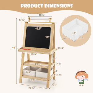 3-in-1 Double-Sided Storage Art Easel-Natural