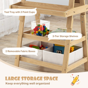 3-in-1 Double-Sided Storage Art Easel-Natural