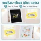 3-in-1 Double-sided Art Easel with Chalkboard and Magnetic Whiteboard-Gray