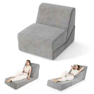 3-in-1 Folding Sofa Bed with Washable Zippered Cover-Gray