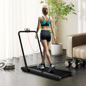 3-in-1 3HP Folding Treadmill with Smart Apps Remote Control and Speakers-Black