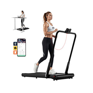 3-in-1 3HP Folding Treadmill with Smart Apps Remote Control and Speakers-Black