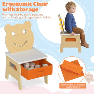 3-in-1 Kids Art Table and Chair with Storage and Reversible Whiteboard Chalkboard for Ages 3-10 Years Old-White