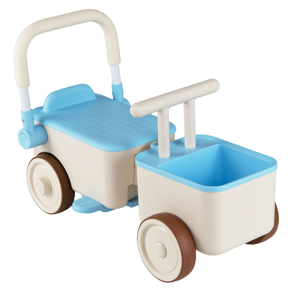3-in-1 Kids Ride On Push Car with Rope and Storage Basket-Blue