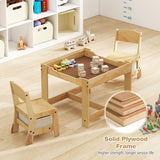 3 in 1 Kids Table and Chair Set with Removable Tabletop and 2 Storage Drawers-Natural
