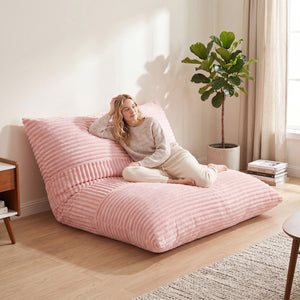 3-in-1 Large Bean Bag Chair with Comfy Corduroy Fabric-Pink