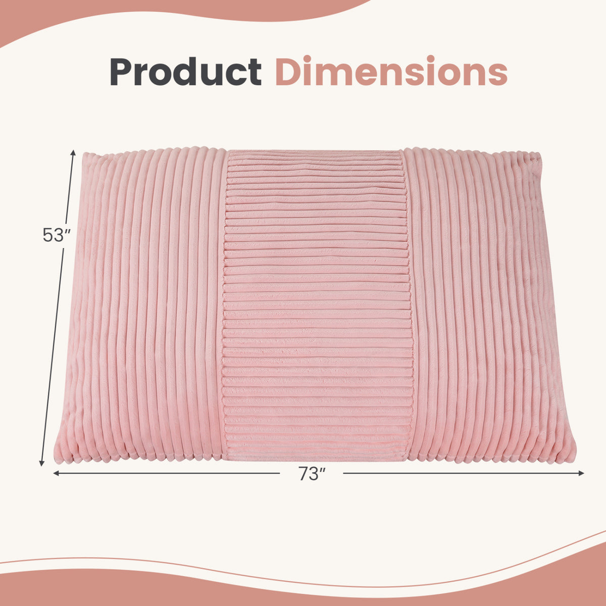 3-in-1 Large Bean Bag Chair with Comfy Corduroy Fabric-Pink