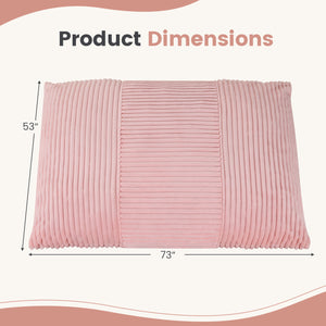 3-in-1 Large Bean Bag Chair with Comfy Corduroy Fabric-Pink