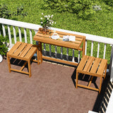 3-in-1 Outdoor Acacia Wood Loveseat Bench Furniture with Slatted Seat