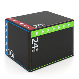 3-in-1 Plyometric Box 16 x 20 x 24 Inches Soft Plyo Jump Box