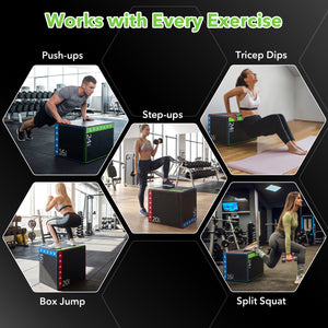 3-in-1 Plyometric Box 16 x 20 x 24 Inches Soft Plyo Jump Box