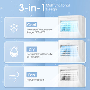 6000 BTU(SACC) Portable Air Conditioner Cools 250 Sq.Ft