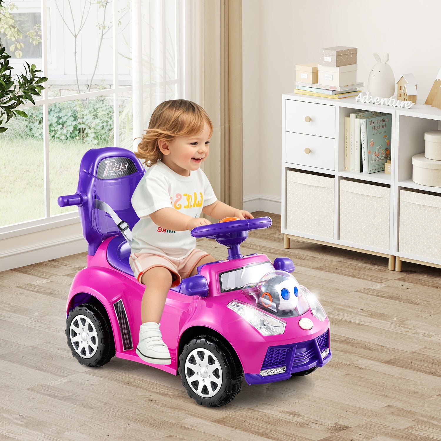 3 in 1 Push Car for Toddler Stroller Sliding Walking Car for Boys and Girls-Pink