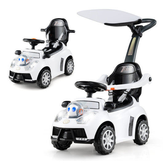 3 in 1 Push Car for Toddler Stroller Sliding Walking Car for Boys and Girls-White