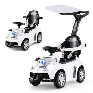 3 in 1 Push Car for Toddler Stroller Sliding Walking Car for Boys and Girls-White