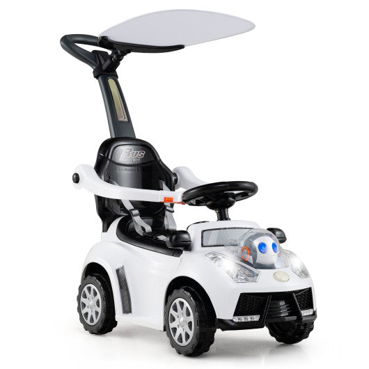 3 in 1 Push Car for Toddler Stroller Sliding Walking Car for Boys and Girls-White