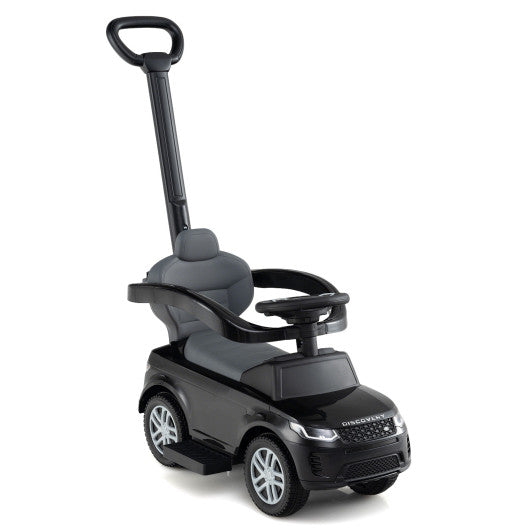 3 in 1 Push Car with Removable Handle and Guardrail for Kids 18-36 Months Old-Black