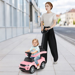 3 in 1 Push Car with Removable Handle and Guardrail for Kids 18-36 Months Old-Pink