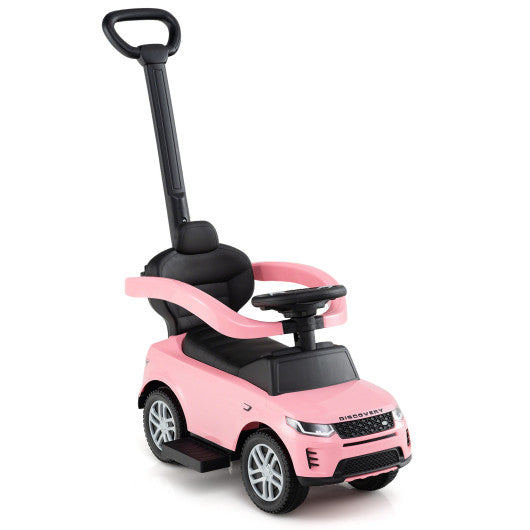 3 in 1 Push Car with Removable Handle and Guardrail for Kids 18-36 Months Old-Pink