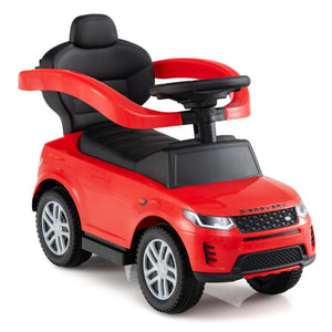 3 in 1 Push Car with Removable Handle and Guardrail for Kids 18-36 Months Old-Red