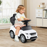 3 in 1 Push Car with Removable Handle and Guardrail for Kids 18-36 Months Old-White