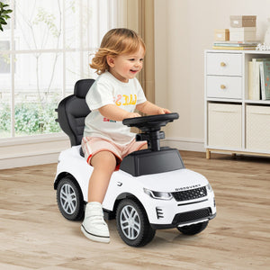 3 in 1 Push Car with Removable Handle and Guardrail for Kids 18-36 Months Old-White