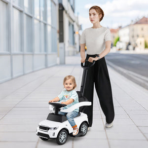3 in 1 Push Car with Removable Handle and Guardrail for Kids 18-36 Months Old-White