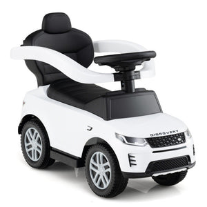 3 in 1 Push Car with Removable Handle and Guardrail for Kids 18-36 Months Old-White