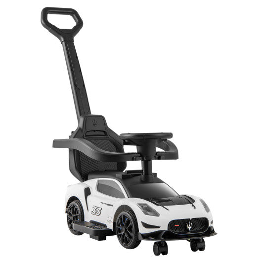 3-in-1 Ride on Push Car Maserati Licensed Sliding Car with Music-White