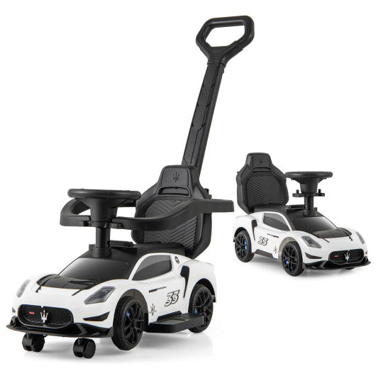 3-in-1 Ride on Push Car Maserati Licensed Sliding Car with Music-White