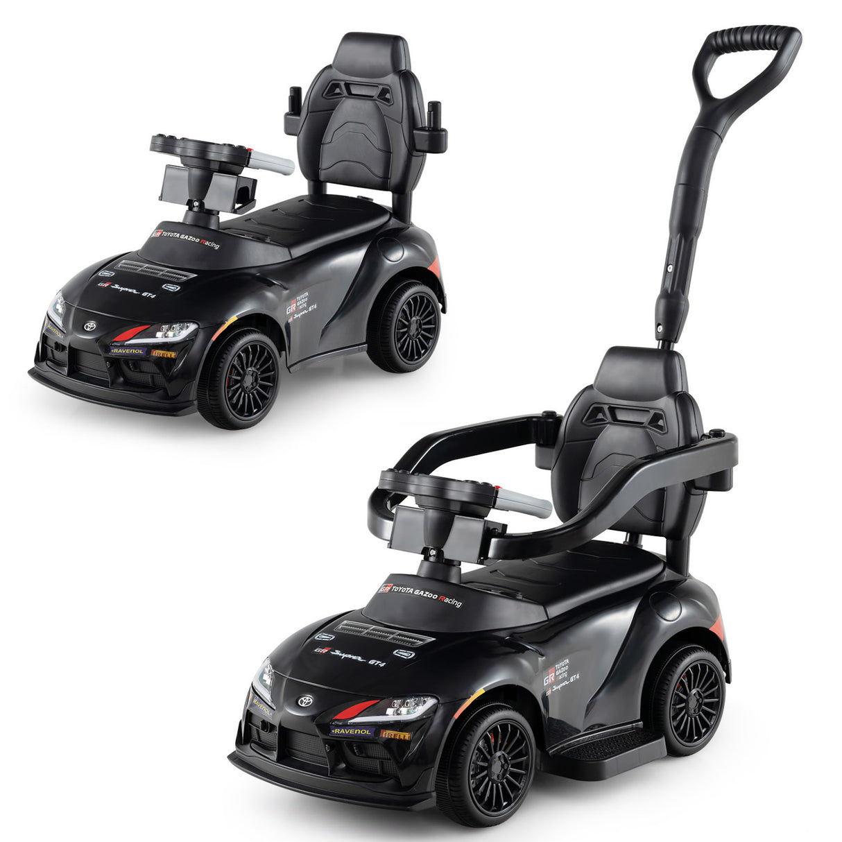 3-in-1 Toyota Licensed Foot-to-Floor Stroller Sliding Walking Toy-Black
