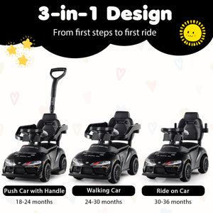 3-in-1 Toyota Licensed Foot-to-Floor Stroller Sliding Walking Toy-Black