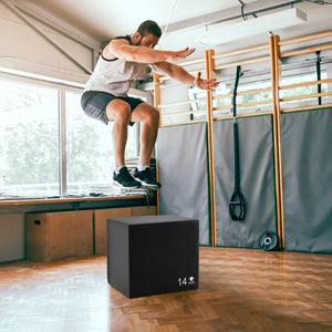 3 In 1 Foam Plyometric Box with 3 Heights and Easy-to-Clean PU Cover-16 Inches