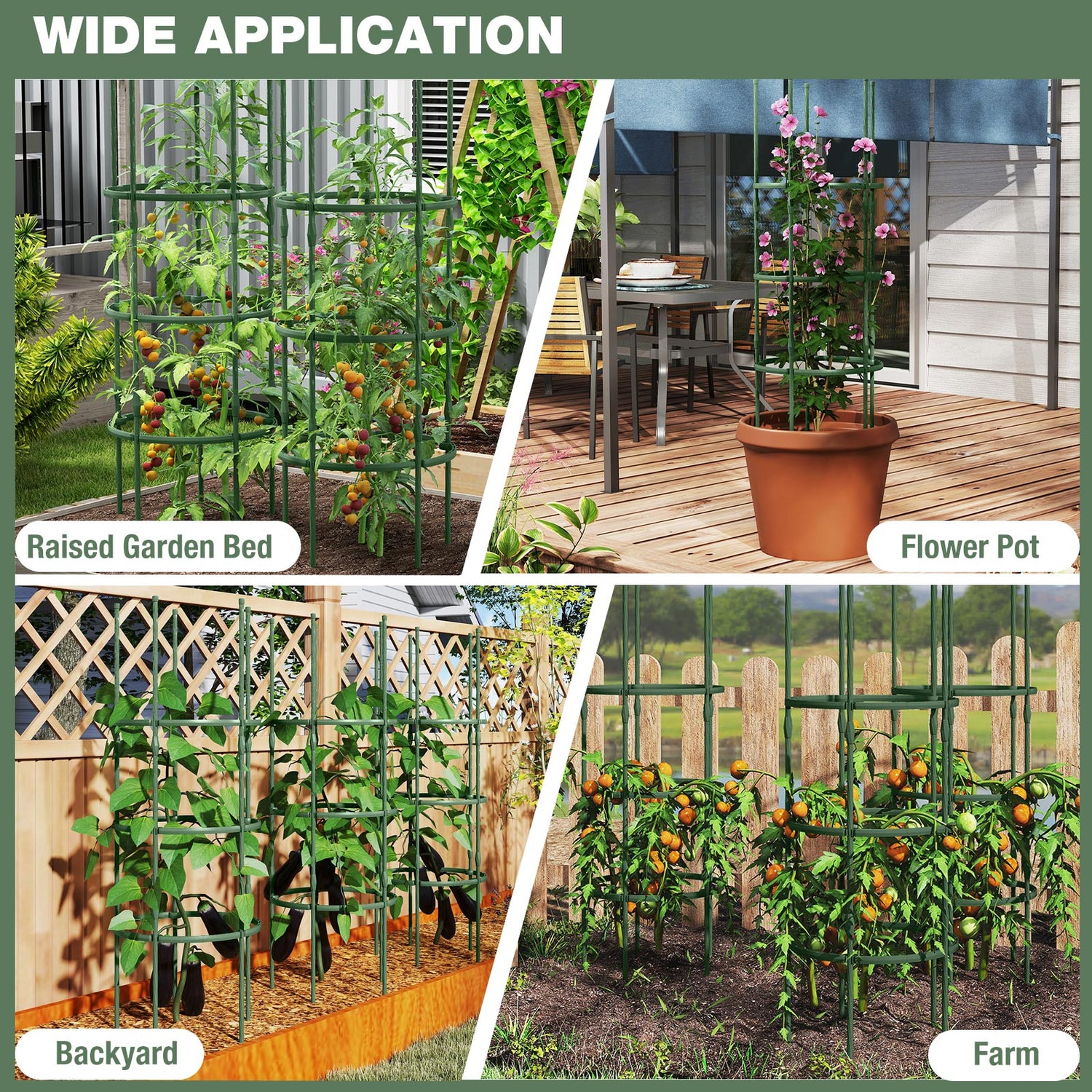 3 Pack 60 inch Adjustable Tall Plant Support Trellis for Climbing Plants