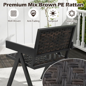 3 Pieces Patio PE Wicker Bistro Set with Quick-Drying Foam-Black