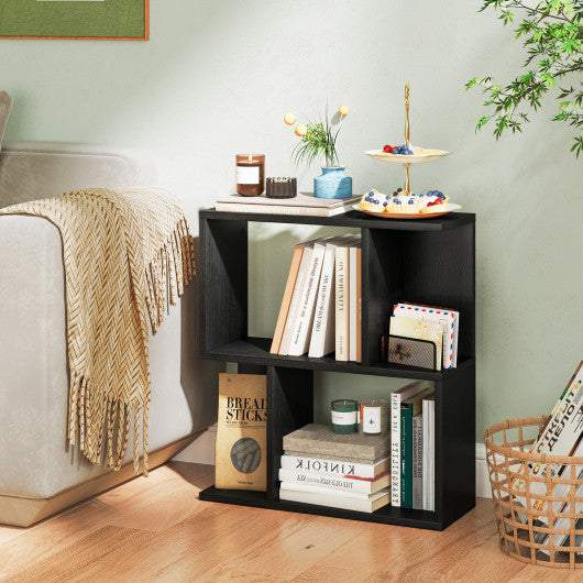 3-Tier Bookshelf with Display Shelf for Small Space-Black