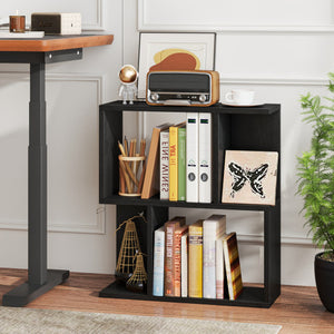 3-Tier Bookshelf with Display Shelf for Small Space-Black