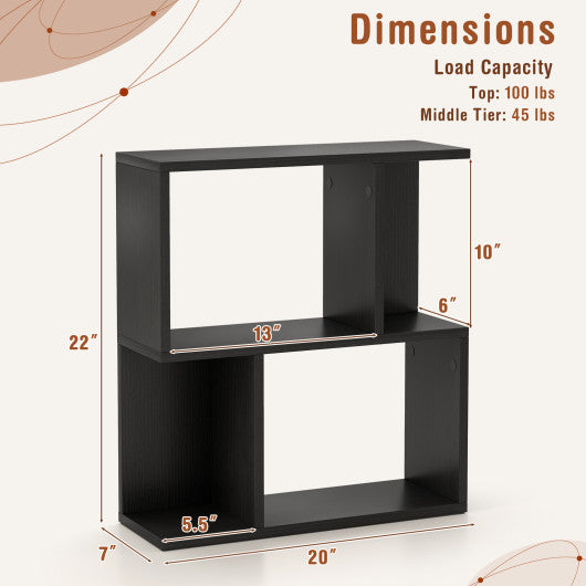3-Tier Bookshelf with Display Shelf for Small Space-Black