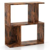 3-Tier Bookshelf with Display Shelf for Small Space-Rustic Brown