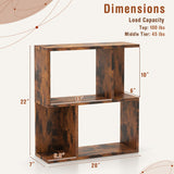 3-Tier Bookshelf with Display Shelf for Small Space-Rustic Brown
