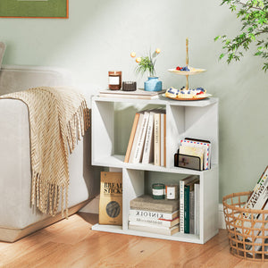 3-Tier Bookshelf with Display Shelf for Small Space-White