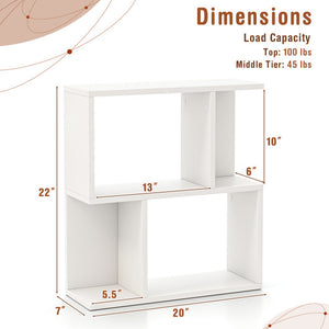 3-Tier Bookshelf with Display Shelf for Small Space-White