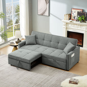 3 In 1 Convertible Sleeper Sofa Bed, Reclining Backrest, Pillows, Pockets by Couch.com