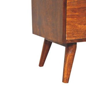 Couch.com T Bar Raised Back Bedside Table Chestnut, Modern Style, Wood Construction, Dark Brown Finish by Couch.com
