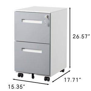 3 Drawer Mobile Locking File Cabinet, Rolling Filing Cabinet For Letter / A4 Size With 5 Wheels - Gray by Couch.com