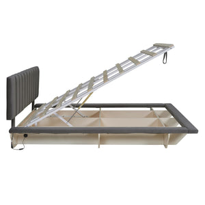 Upholstered Floating Hydrualic Platform Bed With LED Light And USB Port by Couch.com