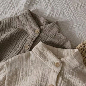 Cotton And Linen Shirt Korean Children's Fashion Top