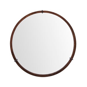 Hausen - Mid-Century Modern Round Accent Wall Mirror - Brown Walnut by Couch.com
