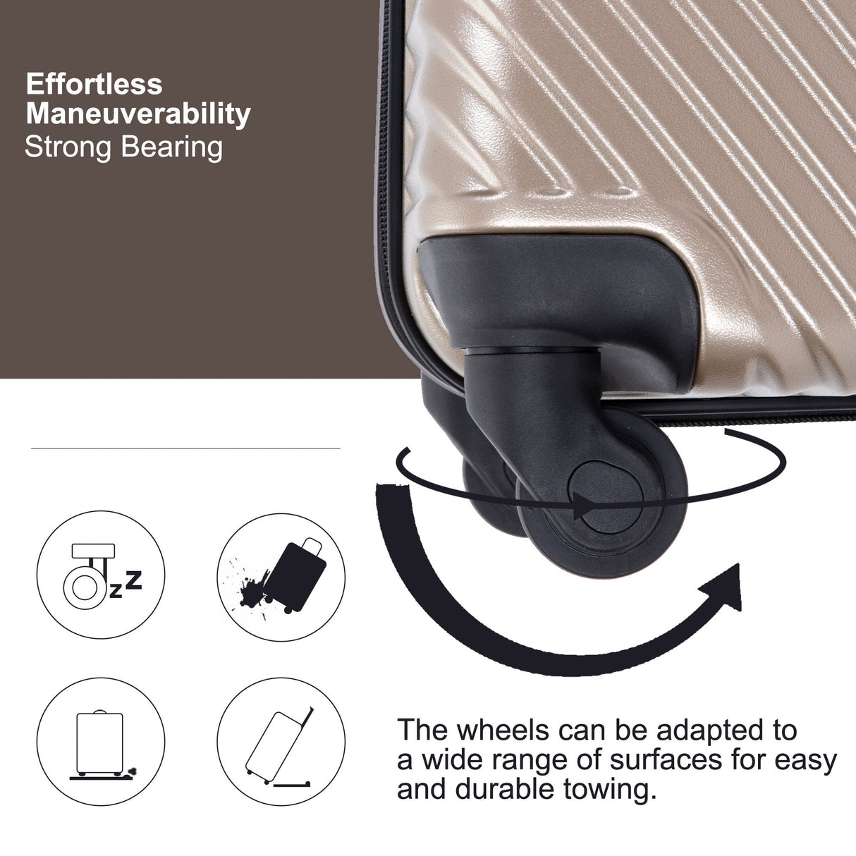 3 Piece Luggage Sets Lightweight Suitcase With Two Hooks, Spinner Wheels, by Couch.com